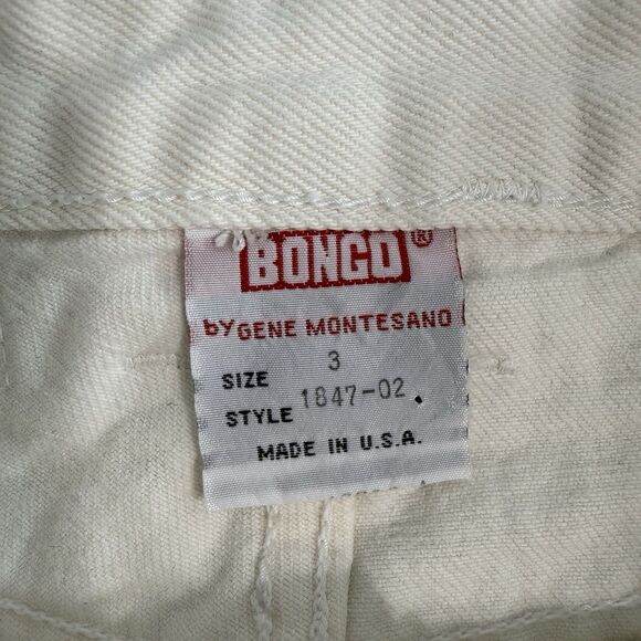 VTG Bongo High Waisted Beige Denim Shorts Junior Size 3 USA MADE Button Fly - Picture 3 of 11
